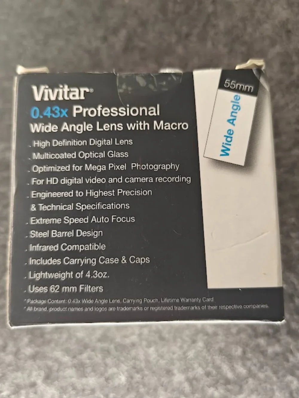 Vivitar 55mm 0.43x Wide Angle Lens NEW HD4 Digital Optics Macro Attachment